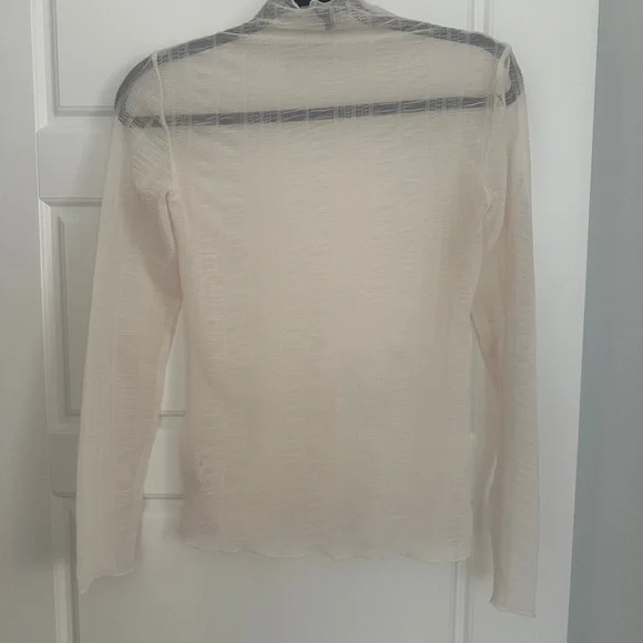Dynamite Cream Sheer Ribbed Blouse - Picture 2 of 4